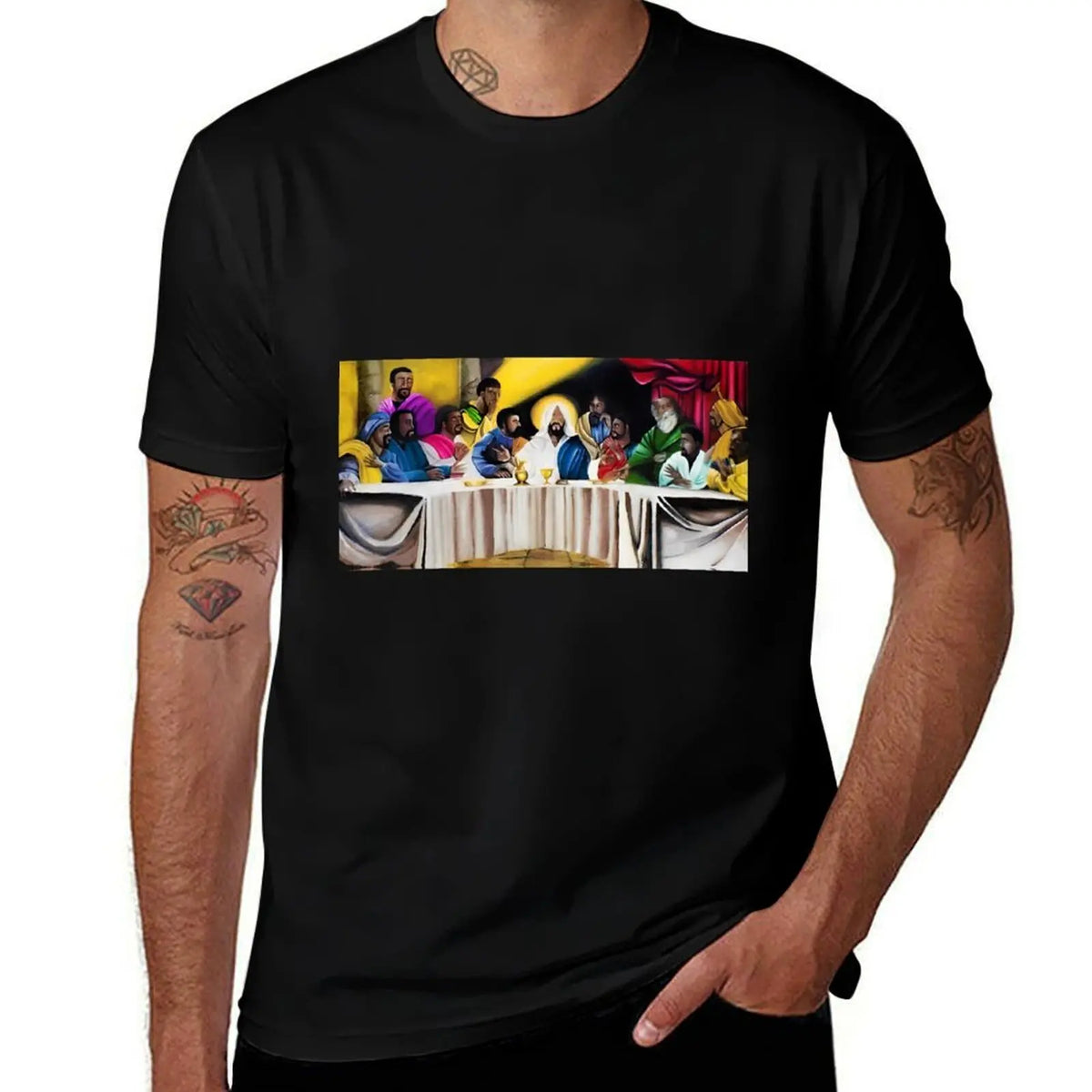 African American masterpiece, The last supper with Jesus portrait painting color photograph T-Shirt