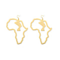 Gold Stainless Steel Egyptian Queen Set Hollow Portrait Design Earrings African Ethnic Jewelry