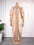 Patchwork Printed Robe African V-Neck Dress with BeadsPrinted Pattern