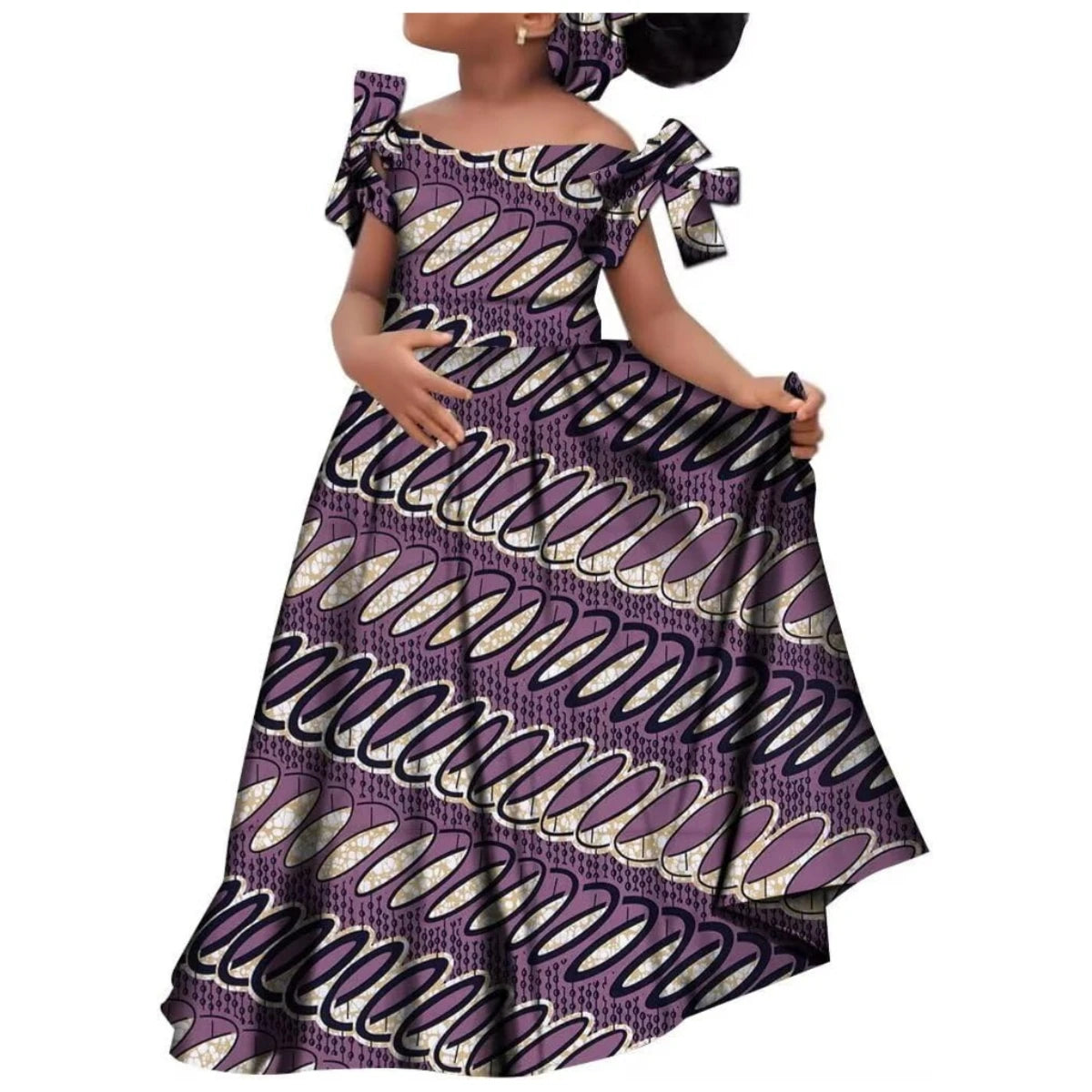 Kids Girls African Dashiki Dress Printted Vestidos Kids Cute Party Dresses African Clothing Long Dresses with Headscarf Wyt659