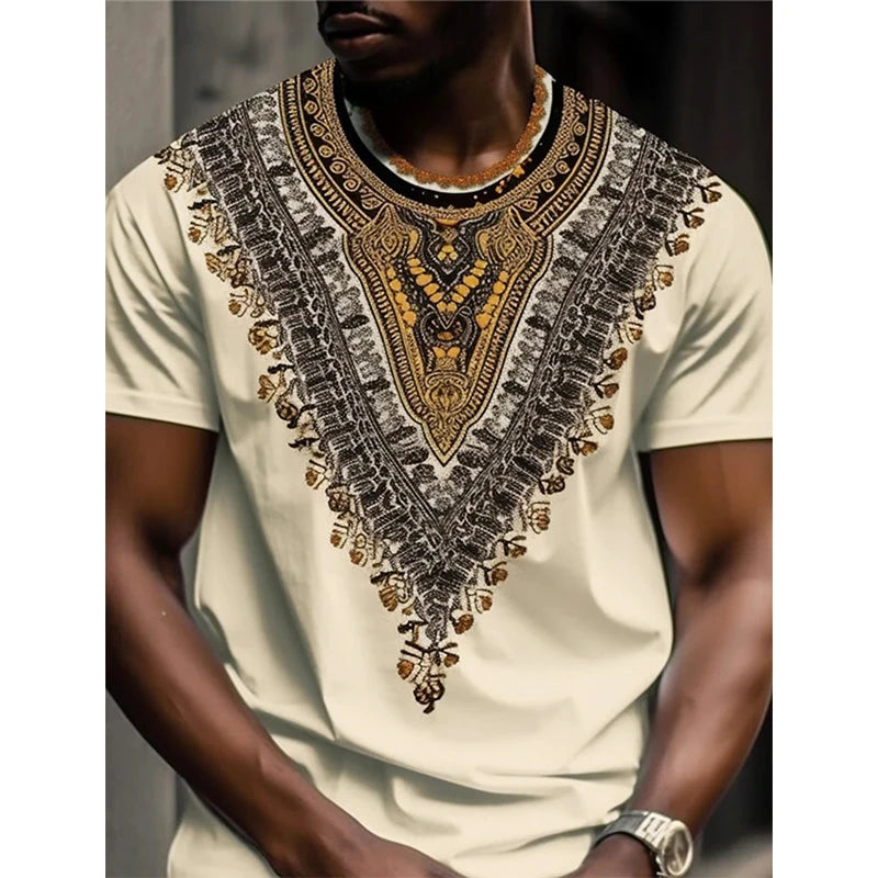Designer Vintage African Ethnic Floral T Shirt 3D Print Mens Bohemian Graphic Tee Shirt Mens Crew Neck Short Sleeve Tshirts Tops