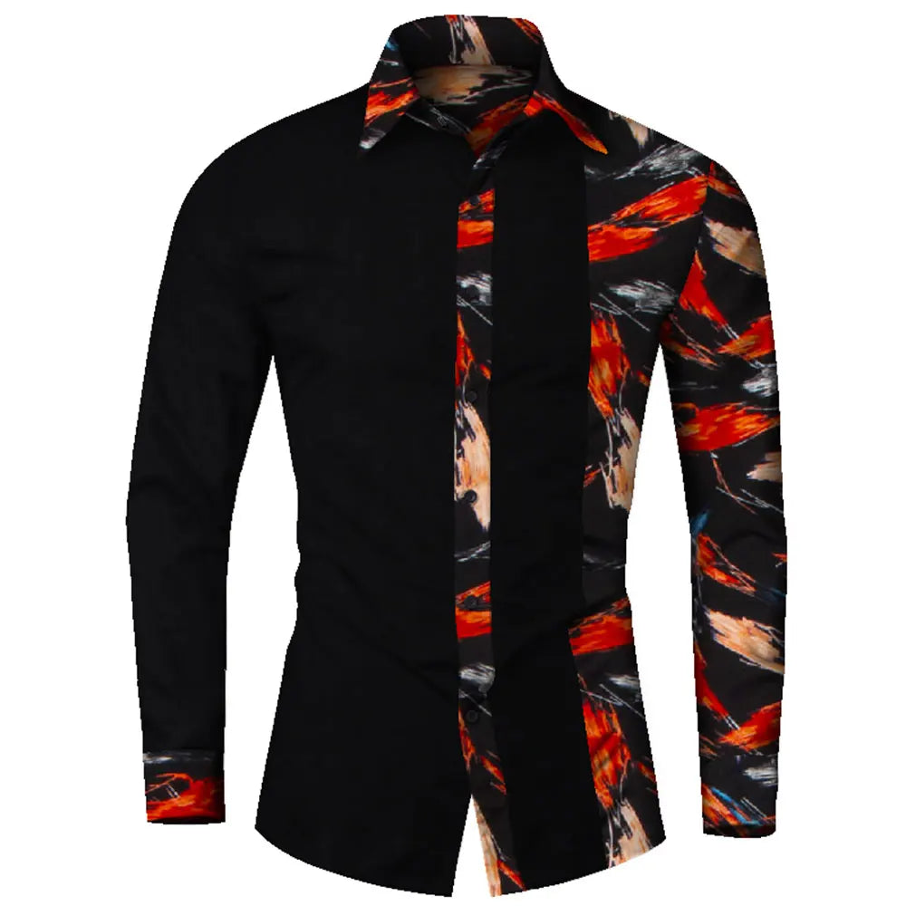 African Clothes Smart causal Men Top Shirts Bazin Riche Cotton Print Patchwork Formal Shirts Traditional African WYN581