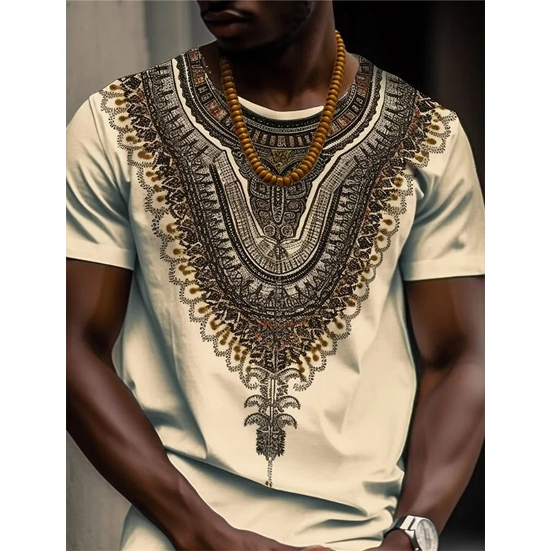 Designer Vintage African Ethnic Floral T Shirt 3D Print Mens Bohemian Graphic Tee Shirt Mens Crew Neck Short Sleeve Tshirts Tops