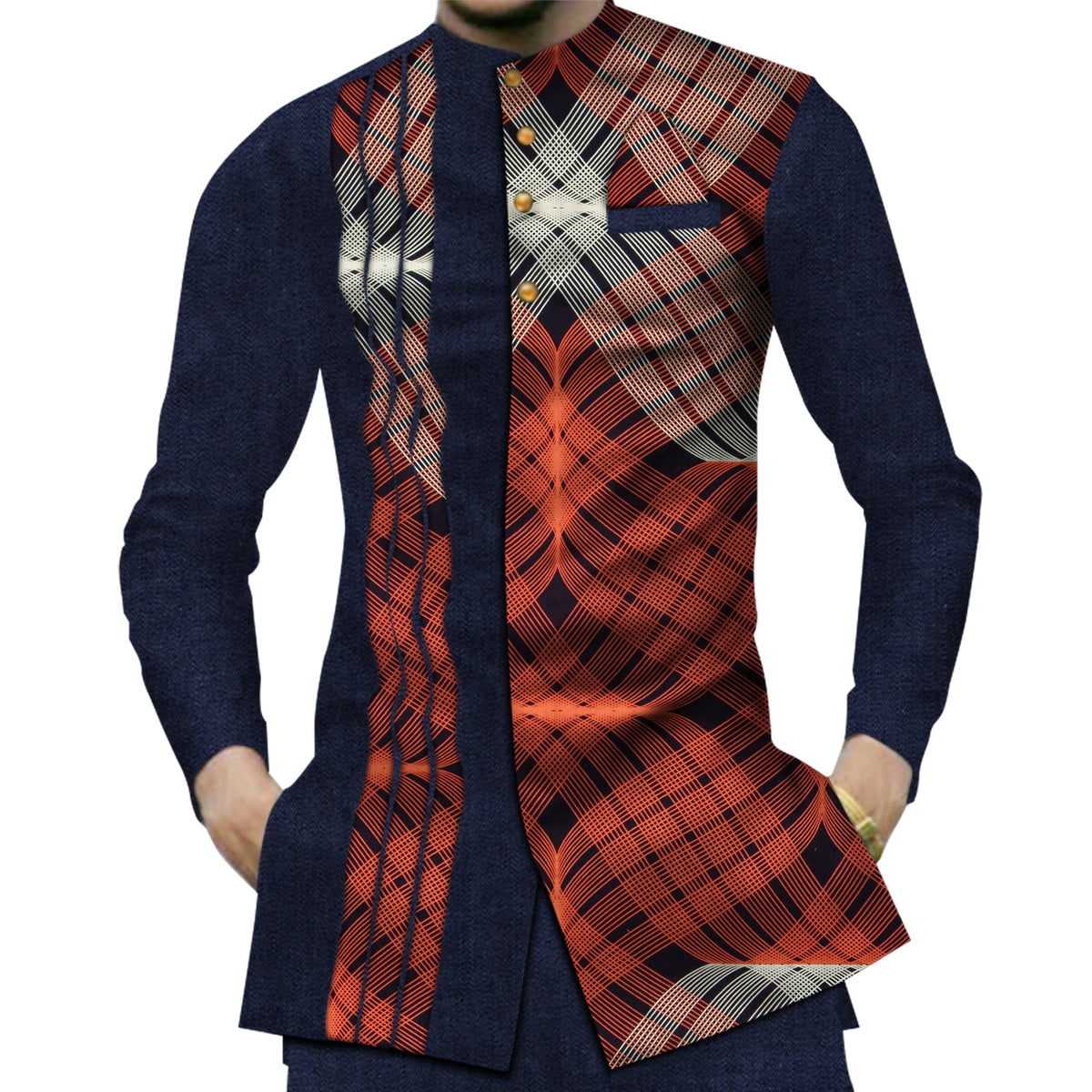 Casual 100% Cotton Mens African Clothing Dashiki Patchwork Print Shirt Tops Bazin Riche Traditional African Clothes WYN380