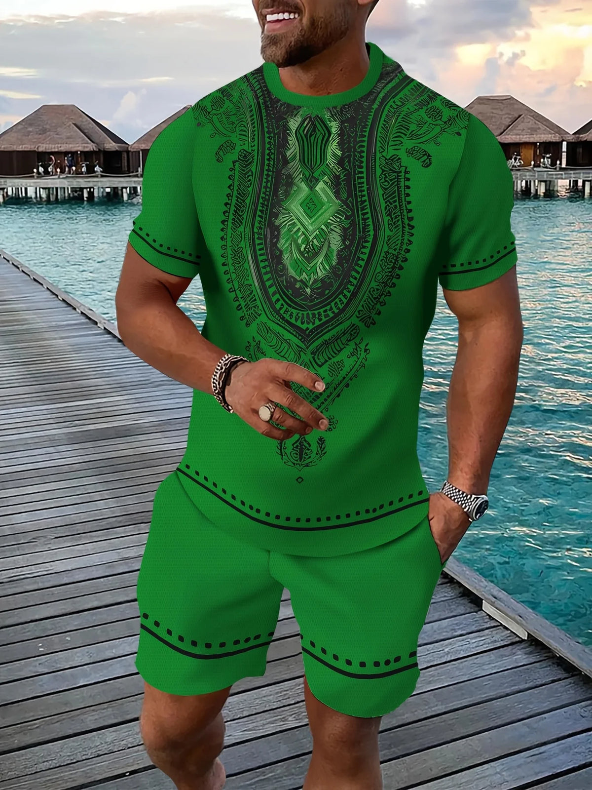 New Men's Suits African Dashiki Paisley 3D Print T-Shirts Shorts 2-Piece Sets Fashion Tracksuits Oversized Outfits Man Clothing