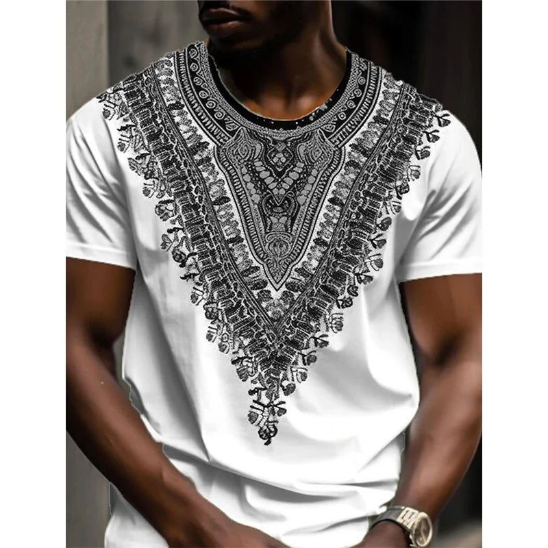 Designer Vintage African Ethnic Floral T Shirt 3D Print Mens Bohemian Graphic Tee Shirt Mens Crew Neck Short Sleeve Tshirts Tops