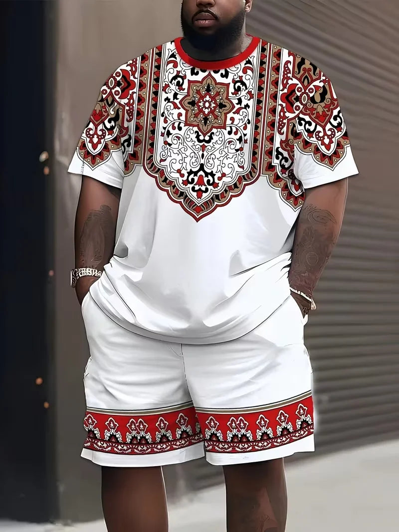 New Men's Suits African Dashiki Paisley 3D Print T-Shirts Shorts 2-Piece Sets Fashion Tracksuits Oversized Outfits Man Clothing