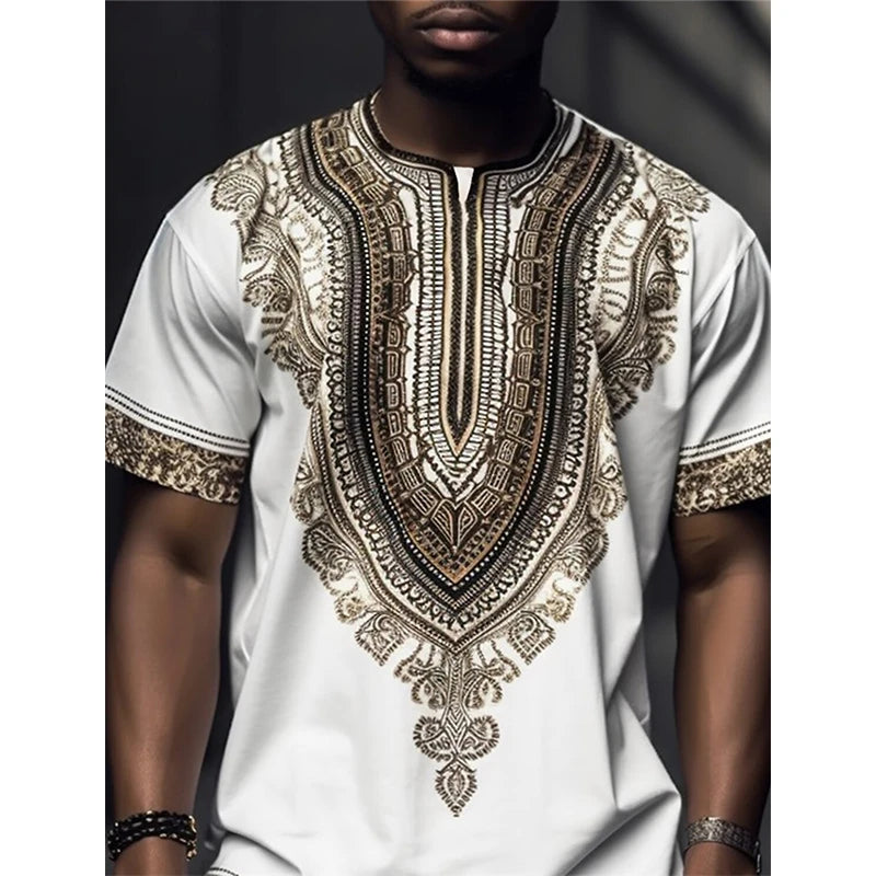 Designer Vintage African Ethnic Floral T Shirt 3D Print Mens Bohemian Graphic Tee Shirt Mens Crew Neck Short Sleeve Tshirts Tops