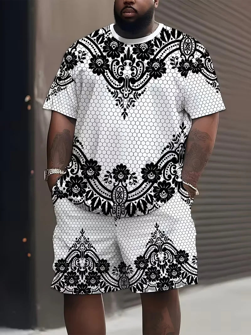 New Men's Suits African Dashiki Paisley 3D Print T-Shirts Shorts 2-Piece Sets Fashion Tracksuits Oversized Outfits Man Clothing
