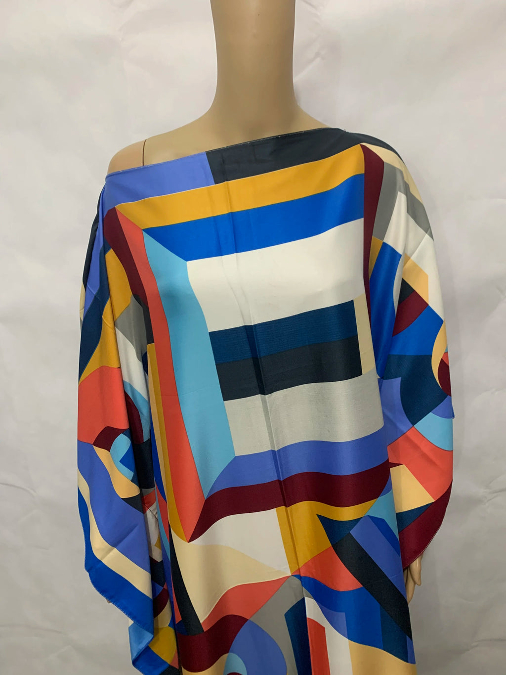 Kuwait Fashion Blogger Multicolor Printed Twill Silk Kaftan Dashiki Elegant African Femme Summer Loose Muslim Abaya For Party