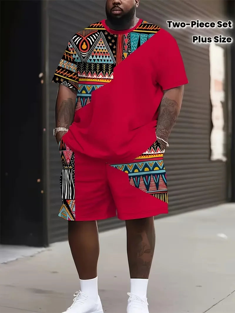New Men's Suits African Dashiki Paisley 3D Print T-Shirts Shorts 2-Piece Sets Fashion Tracksuits Oversized Outfits Man Clothing