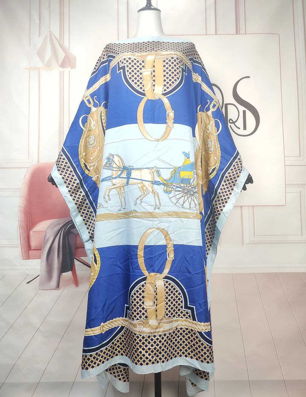 Kuwait Fashion Blogger Multicolor Printed Twill Silk Kaftan Dashiki Elegant African Femme Summer Loose Muslim Abaya For Party