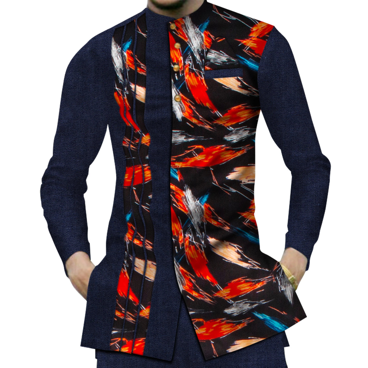 Casual 100% Cotton Mens African Clothing Dashiki Patchwork Print Shirt Tops Bazin Riche Traditional African Clothes WYN380