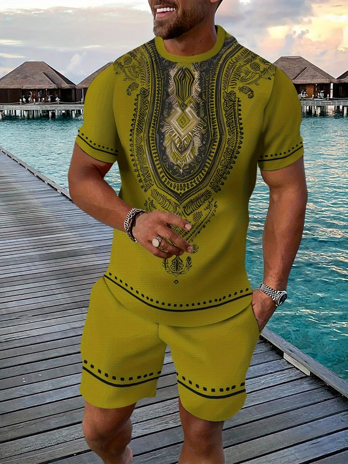 New Men's Suits African Dashiki Paisley 3D Print T-Shirts Shorts 2-Piece Sets Fashion Tracksuits Oversized Outfits Man Clothing