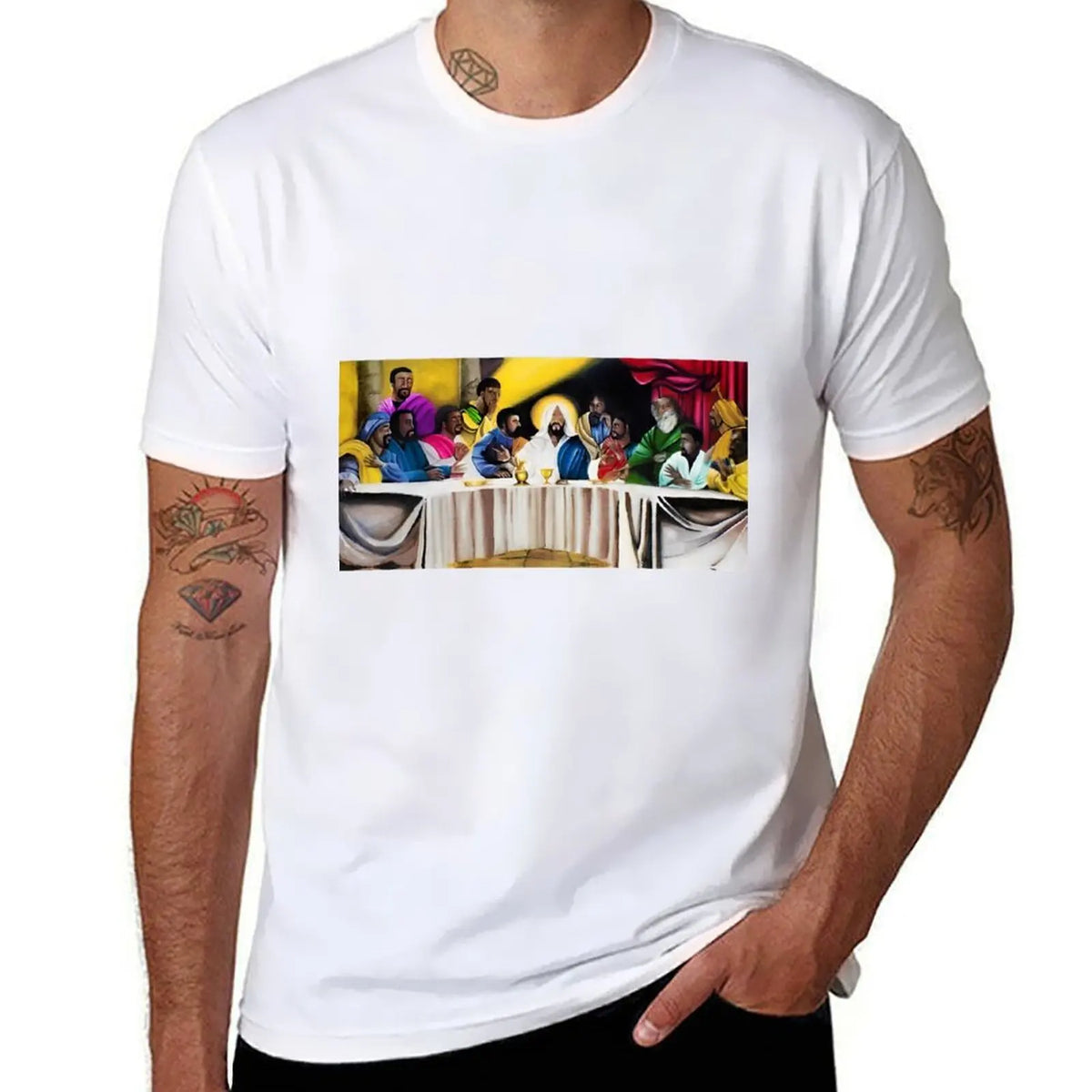 African American masterpiece, The last supper with Jesus portrait painting color photograph T-Shirt