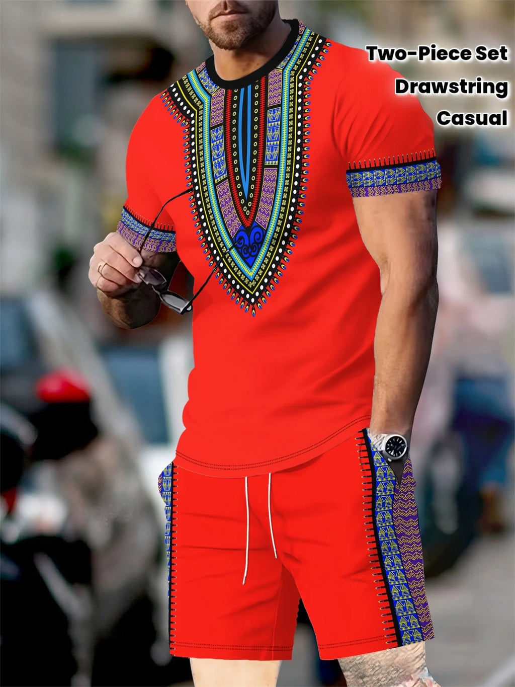 New Men's Suits African Dashiki Paisley 3D Print T-Shirts Shorts 2-Piece Sets Fashion Tracksuits Oversized Outfits Man Clothing